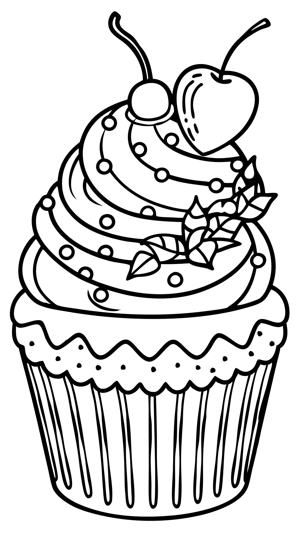 coloring page of a cupcake